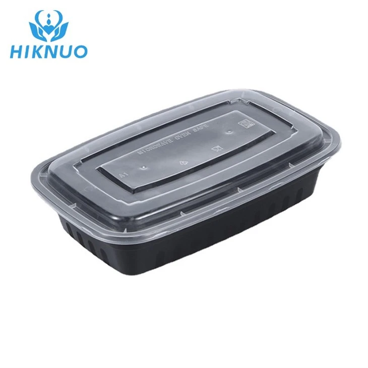 400ml Rectangular Container Black Takeaway Lunch Packaging Box Disposable Plastic Meal