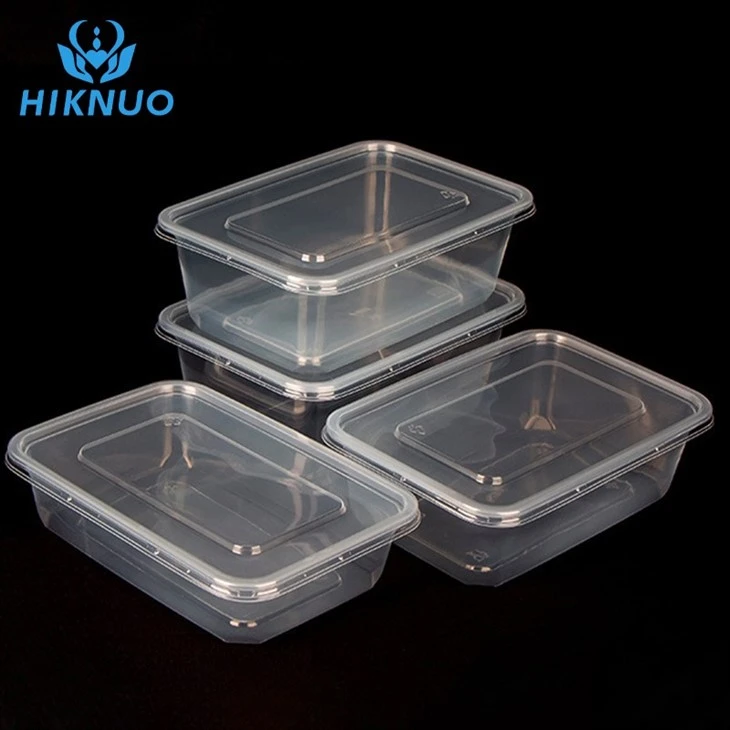 400ml Rectangular Container Black Takeaway Lunch Packaging Box Disposable Plastic Meal